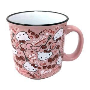 Hello Kitty Sanrio Ceramic Coffee Cup Mug‎ Pink Hearts Love Valentines Day 16 oz